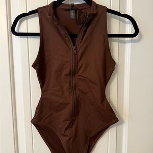 Skims zip front Brown One Piece Swimsuit